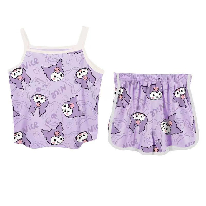 Wholesale Girls Cute Cartoon Thin Summer Children Suspender Suit JDC-CTS-QNE009