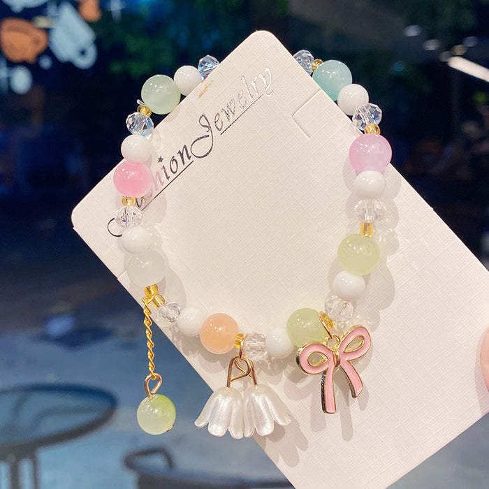 Wholesale Lily of the Valley Bow Glass Electroplated Bracelet