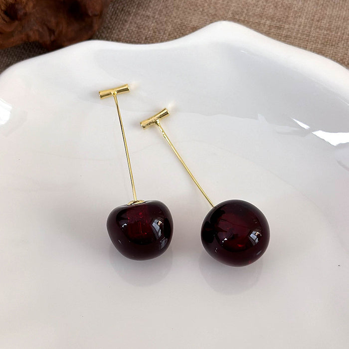 Wholesale Resin Cherry Earrings - Trendy Fruit Design Fashion Accessory
