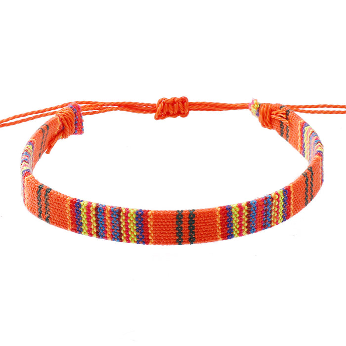 Wholesale Bohemian Cotton and Linen Fabric Braided Bracelet Colorful Ethnic Style Simple Knot Bracelet JDC-BT-XH010