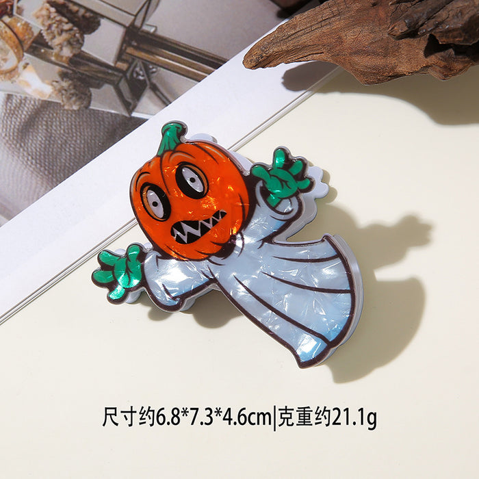Wholesale Halloween imitation acetate  funny dark style shark clip personality creative pumpkin hairpin ghost clip