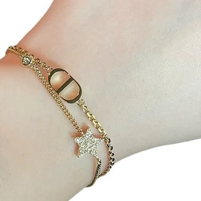 Wholesale Letter Bracelet Stacked Star Bracelet Retro Diamond Bracelet