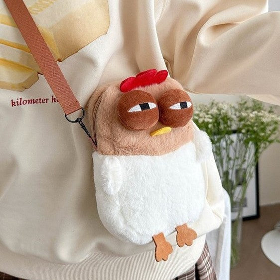 Wholesale Ugly and Cute Giggle Chicken Cross Bag Cute Plush Shoulder Bag