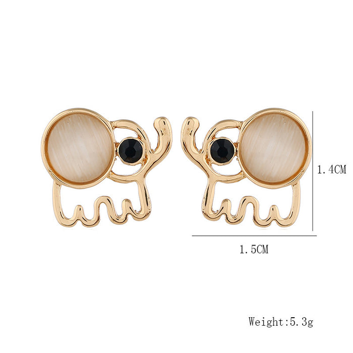Wholesale Earrings Alloy Opal Elephant MOQ≥2 JDC-ES-ZL030