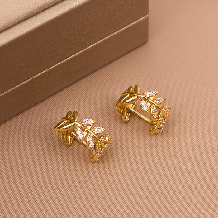 Wholesale Wheat Earrings Interlocking Women' s Style Micro-painted Zirconia