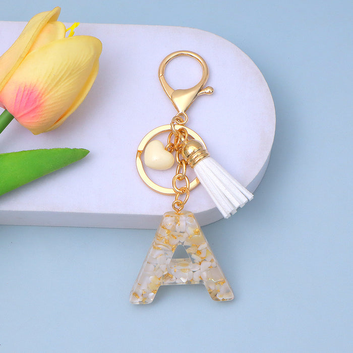 Wholesale New Gold Foil Drop Glue Letter Pendant Keychain Girl Bag Pendant Girlfriend Gift