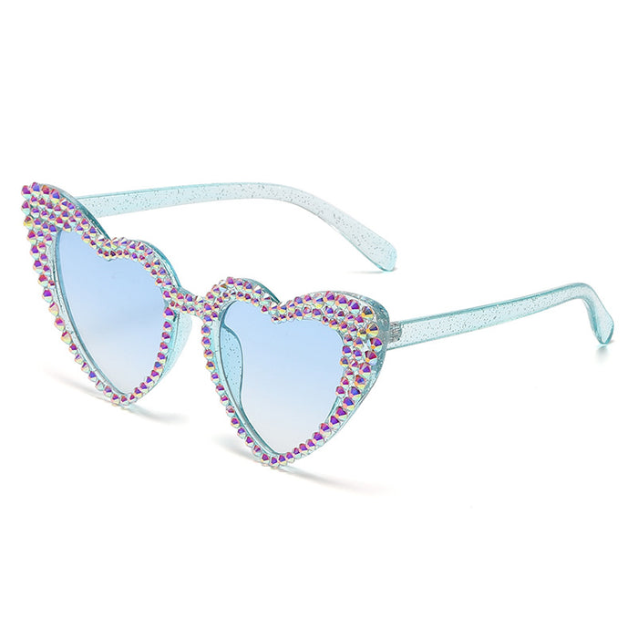 Wholesale Diamond Love Heart PC Large Frame Sunglasses JDC-SG-MNY005