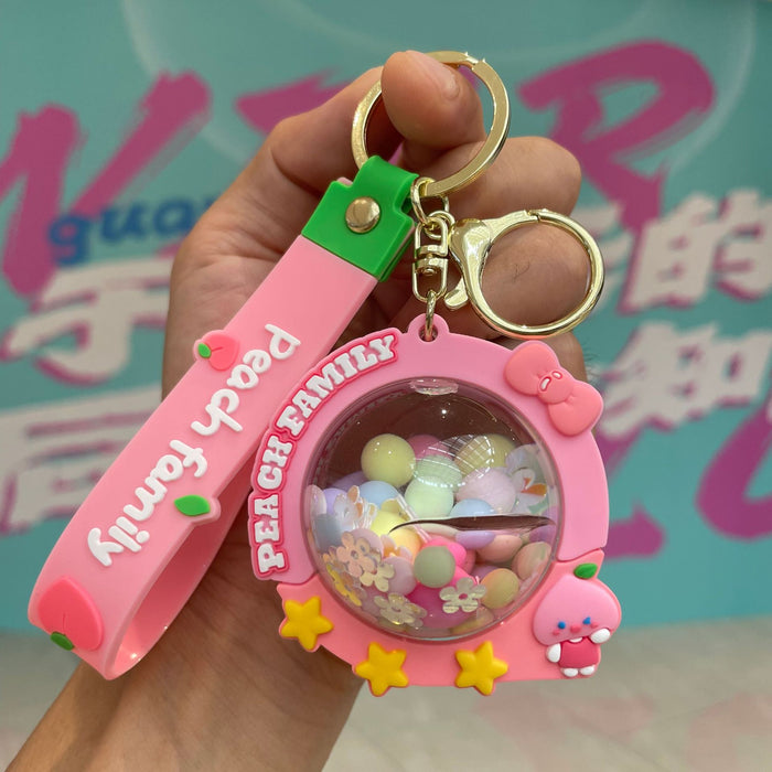 Wholesale Acrylic oiled peach keychain couple bag pendant car keychain pendant small gift