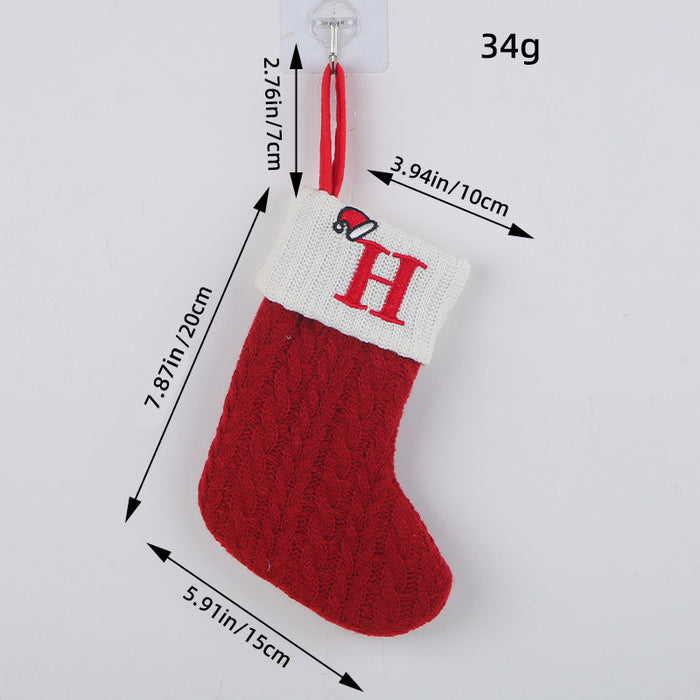 Wholesale Classic Red Letter Christmas Socks Wool Knitted Christmas Socks Festive Christmas Pendant Decoration
