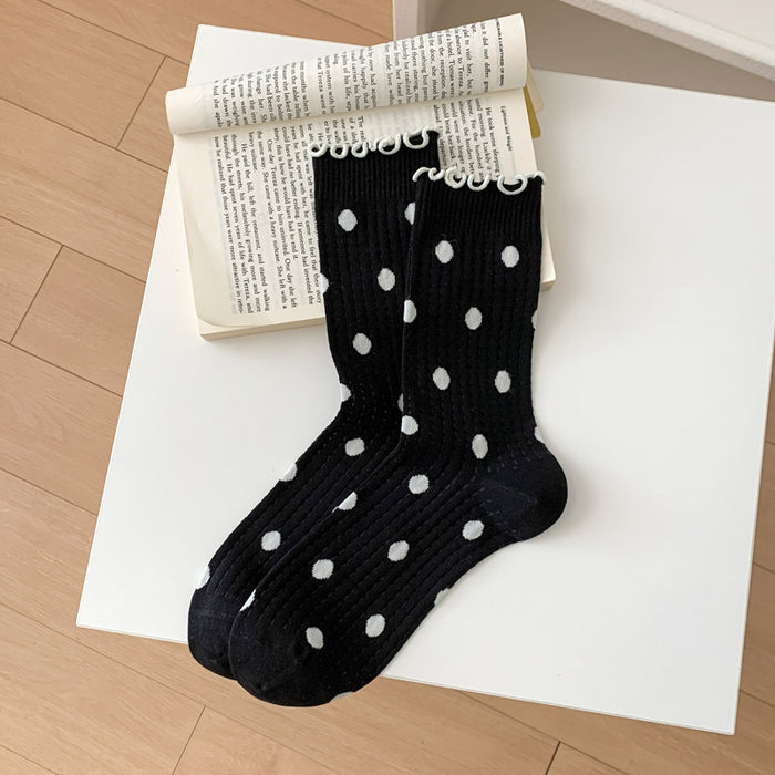 Wholesale Socks, polka dot versatile, mid tube socks, mesh stacking socks, cotton stacking socks, individually packaged
