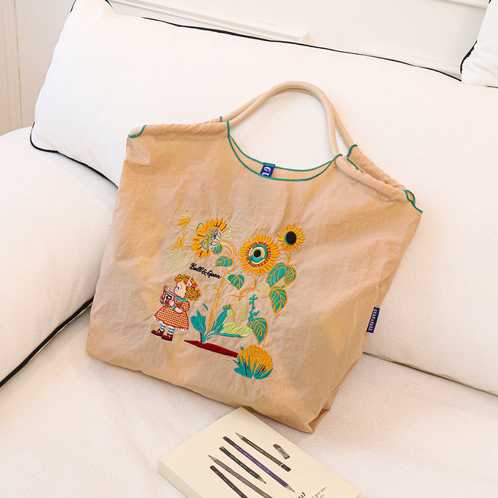 Wholesale Canvas bag embroidery shopping bag tote bag large capacity bag women' s handbag crossbody bag