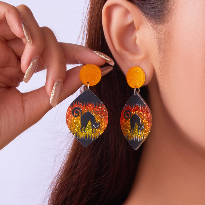 Wholesale  Day Earrings Jewelry Ghost Eyes Funny Holiday Leaf-shaped Acrylic Earrings