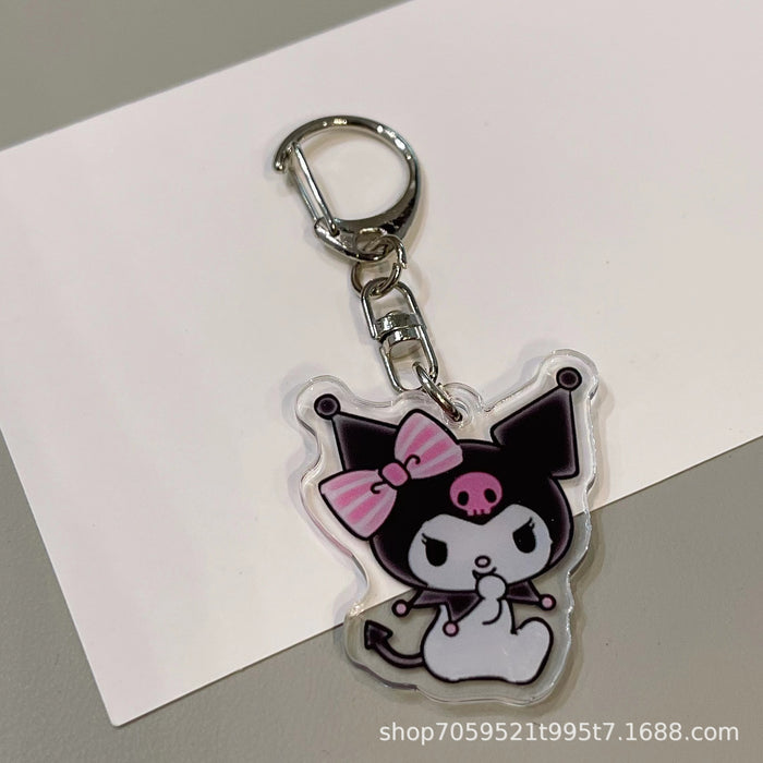 Wholesale Double-sided Keychain Cute Cartoon Book Bag Pendant Transparent Pendant Acrylic Keychain for Men and Women