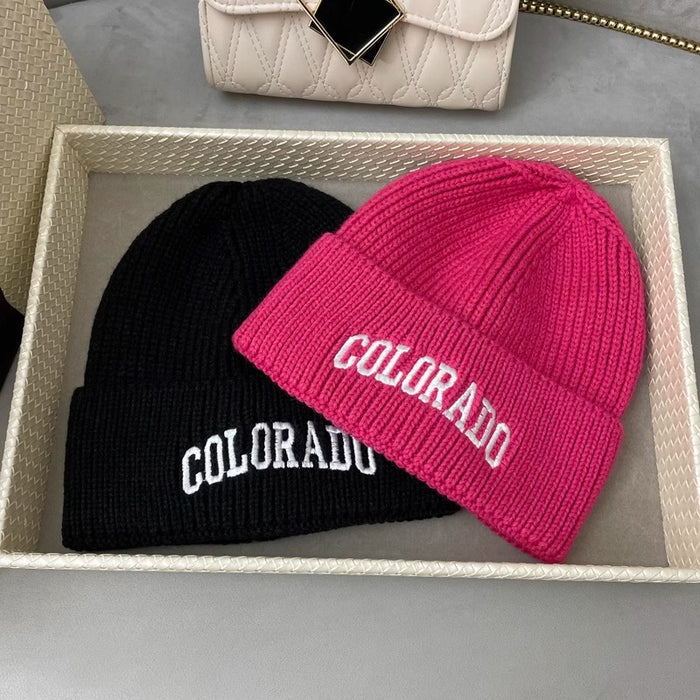 Wholesale White woolen hat, versatile letter knitted hat for students, warm and cold hat for men