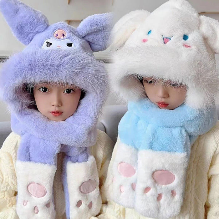 Wholesale Winter children' s hat three-piece plush cartoon cute hat f