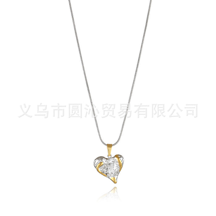 Wholesale Simple Stainless Steel Flower Love Pendant Necklace All-match Clavicle Chain Jewelry