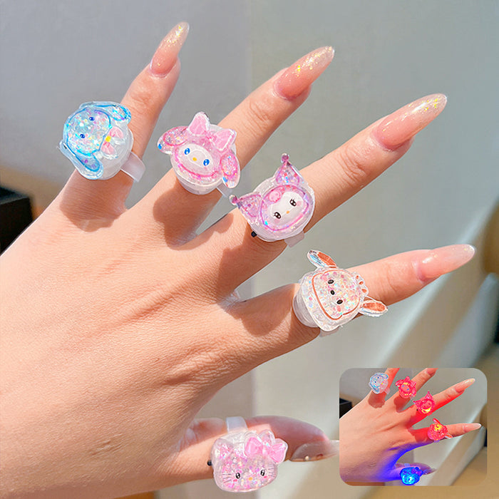 Wholesale Children' s Luminous Cartoon Ring Girls'  Birthday Gift Little Girl' s Cute Jewelry Ring Jewelry