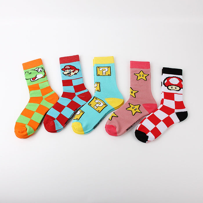 Wholesale Leisure sports jacquard youth women's cotton couple mid tube socks men's trendy socks