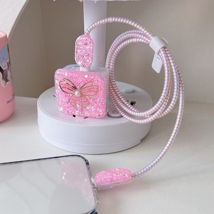 Wholesale 5pcs/ set Bow-shaped glitter charger case 20W