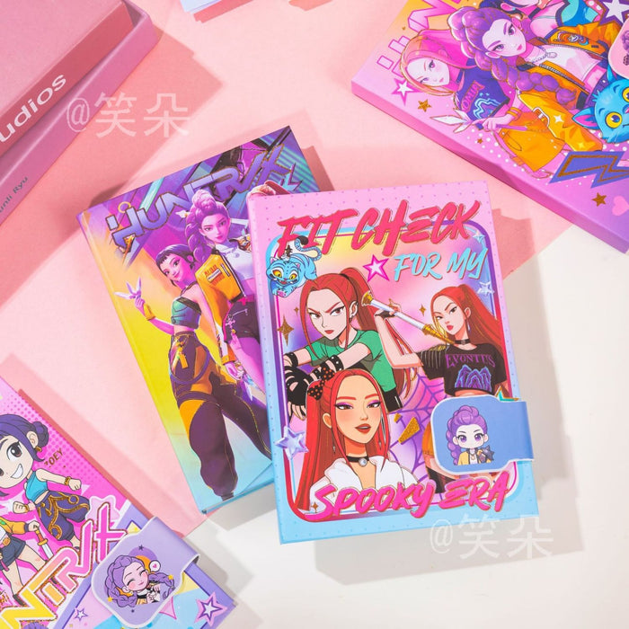 Wholesale KPOP themed cute cartoon notebook with magnetic closure and colorful pages