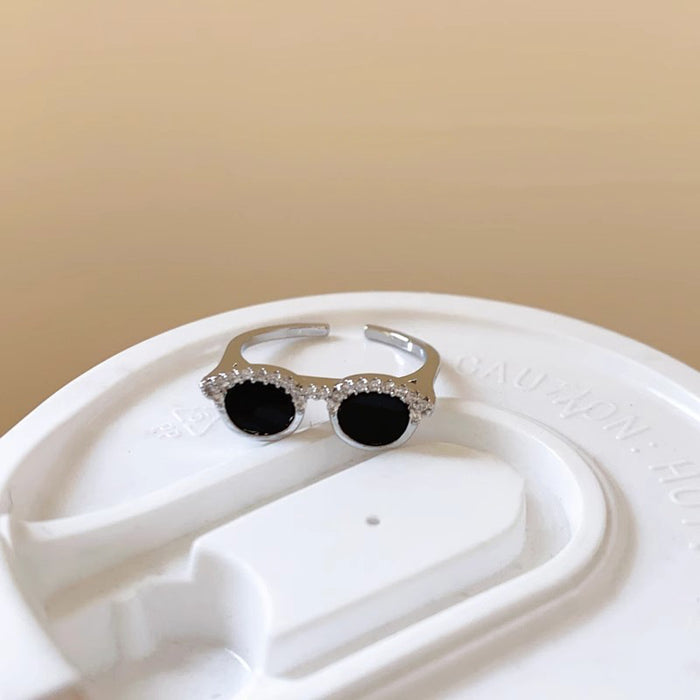 Wholesale Mini Finger Glasses Ring  Opening  Adjustable Index Finger Ring   Couple Ring