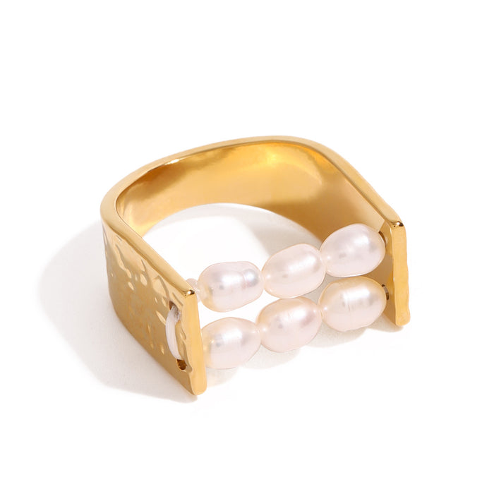 Wholesale 18k Gold Stainless Steel Pearl Rings JDC-RS-JD088