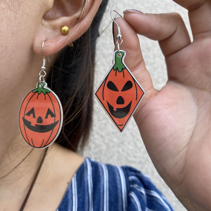 Wholesale Acrylic Pumpkin Head Luminous Earrings  Funny Horror  Earrings
