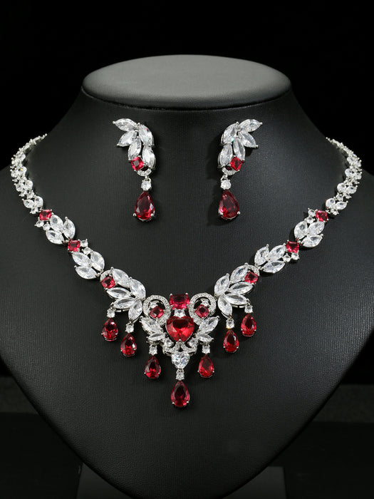 Wholesale Fashion Zircon Necklace Earrings Jewelry Accessories Shining