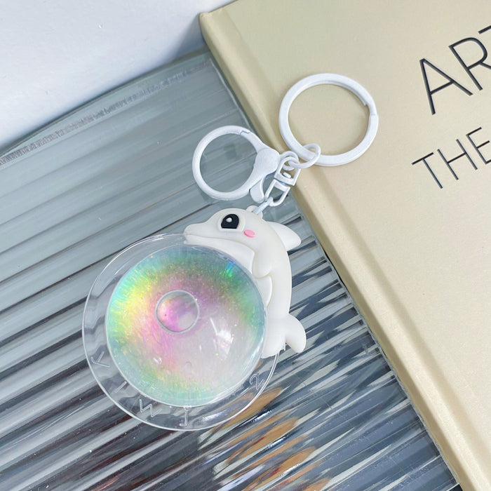 Wholesale Creative Dolphin Liquid Keychain Cartoon Marine Animal Accessories Pendant Student Bag Hanger