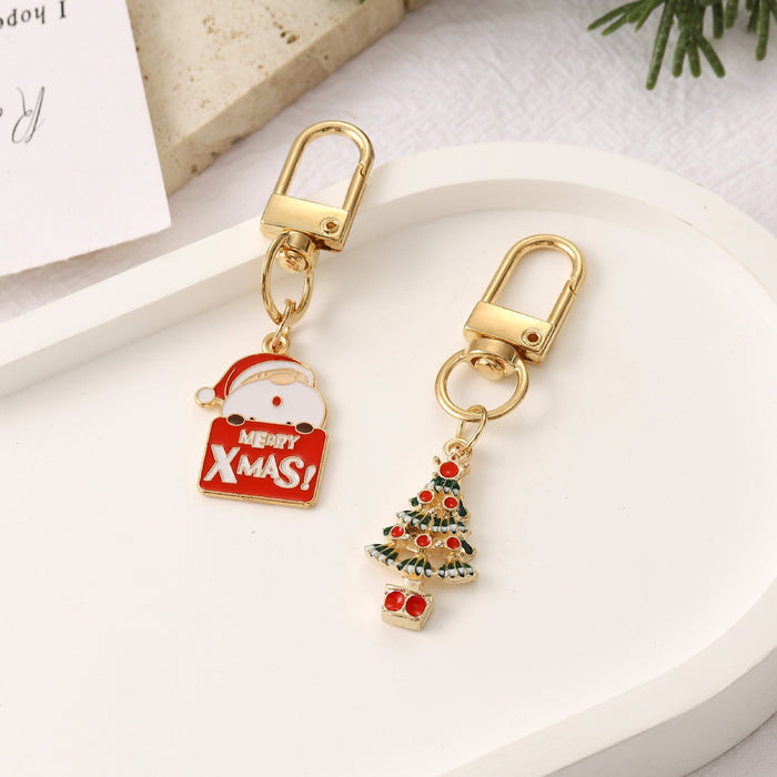 Wholesale Christmas Series Keychain Christmas Tree Alloy Oil Drop Pendant Creative Gift Christmas Decoration