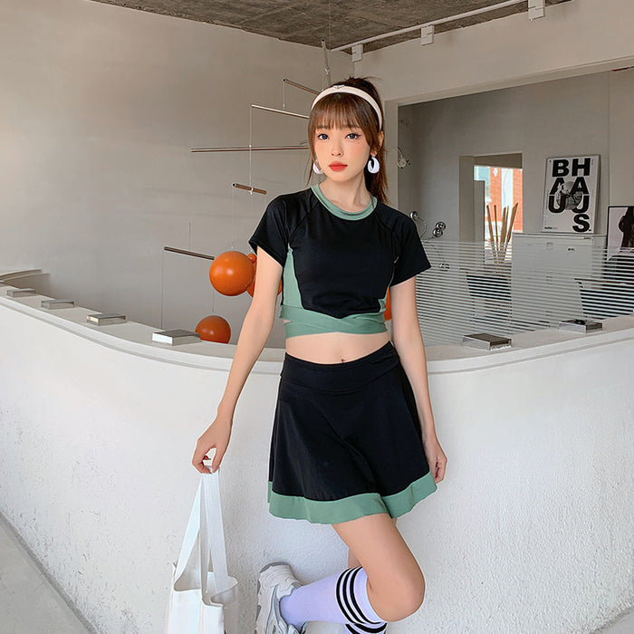 Wholesale  conservative swimsuit women's  close-fitting slim fresh skirt hot spring swimming suit