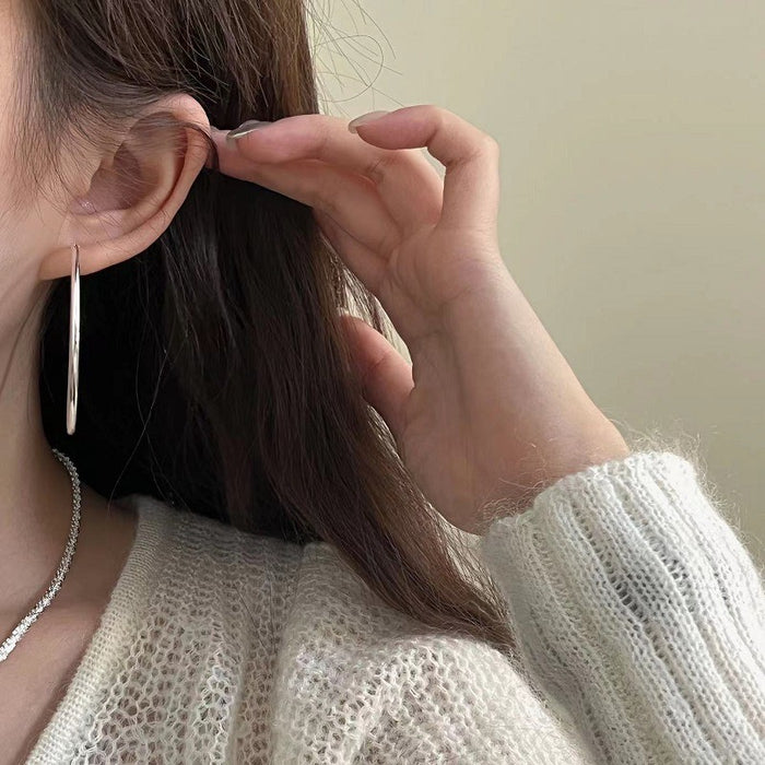 Wholesale  S925 sterling silver bold large circle plain ring earrings women's ear ring temperament ear ring earrings