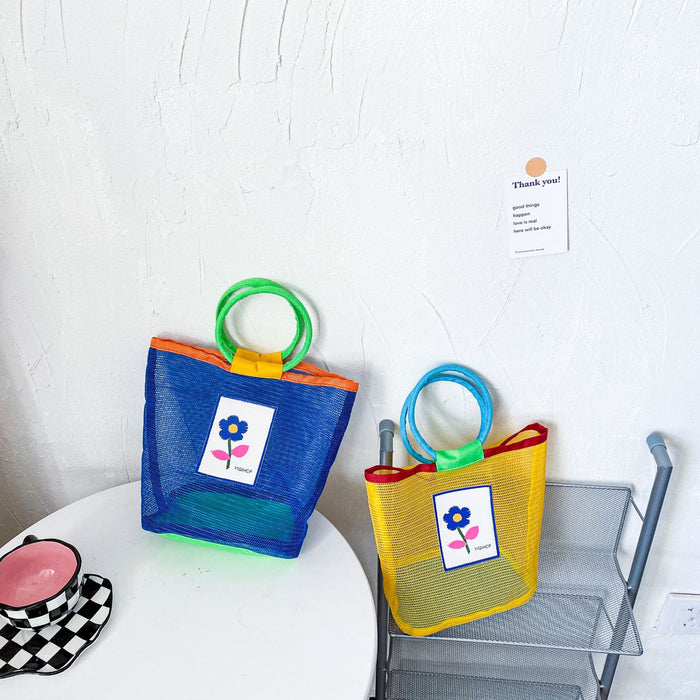 Wholesale Fashion Contrast Color Mesh Children's Tote Bag  JDC-HB-YuanDuo019