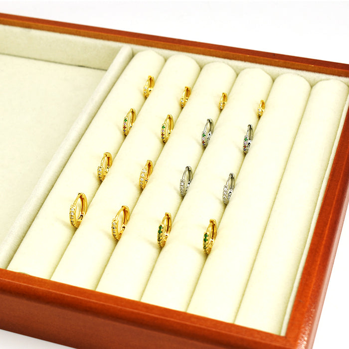 Wholesale Single row diamond studded small earrings, ear buckles, fashionable and high-end gold and silver ear accessories