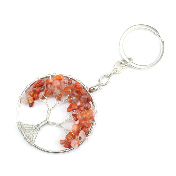 Wholesale Natural Crushed Stone Crystal Tree Root Life Tree Pendant Keychain Bag Pendant Keychain K04 JDC-KC-HXu002