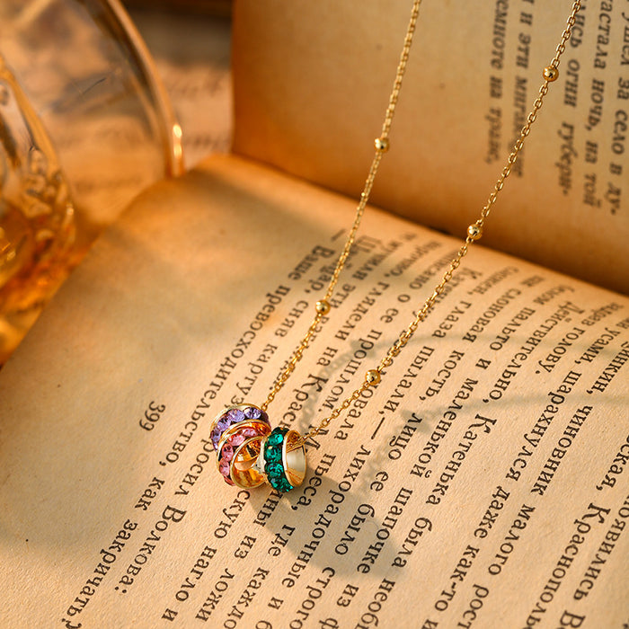 Wholesale Colorful zircon hoop earrings for women,  simple three-color necklace,  elegant earrings