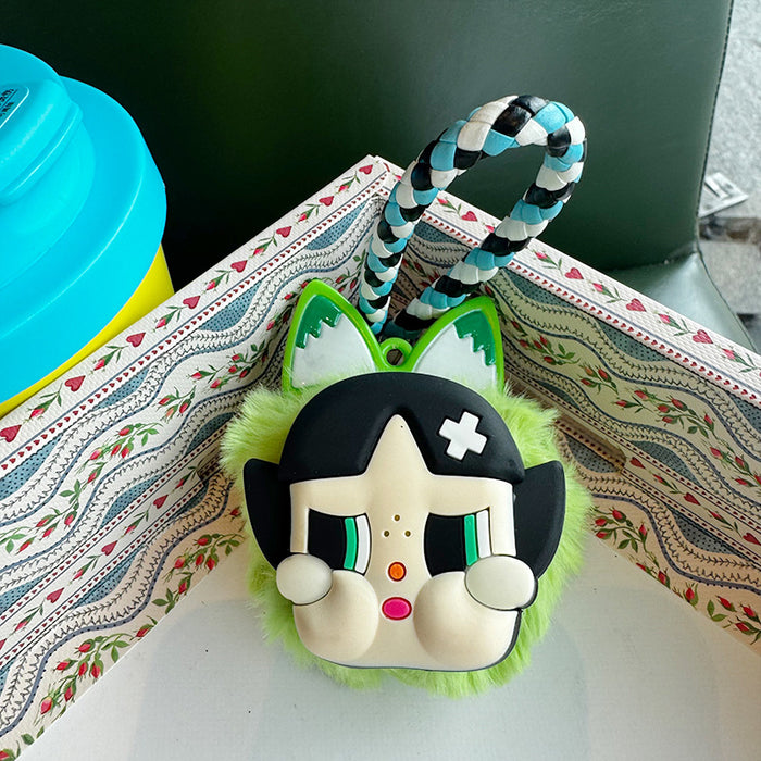 Wholesale Cartoon Plush Leather Lanyard Bag Pendant Girl Heart Big Head Doll Plush Keychain Doll Pendant