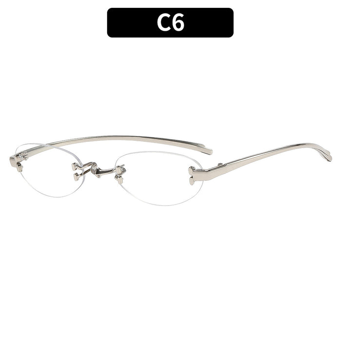 Wholesale Retro Metal Rimless Oval Sunglasses Trendy Fashion Accessory