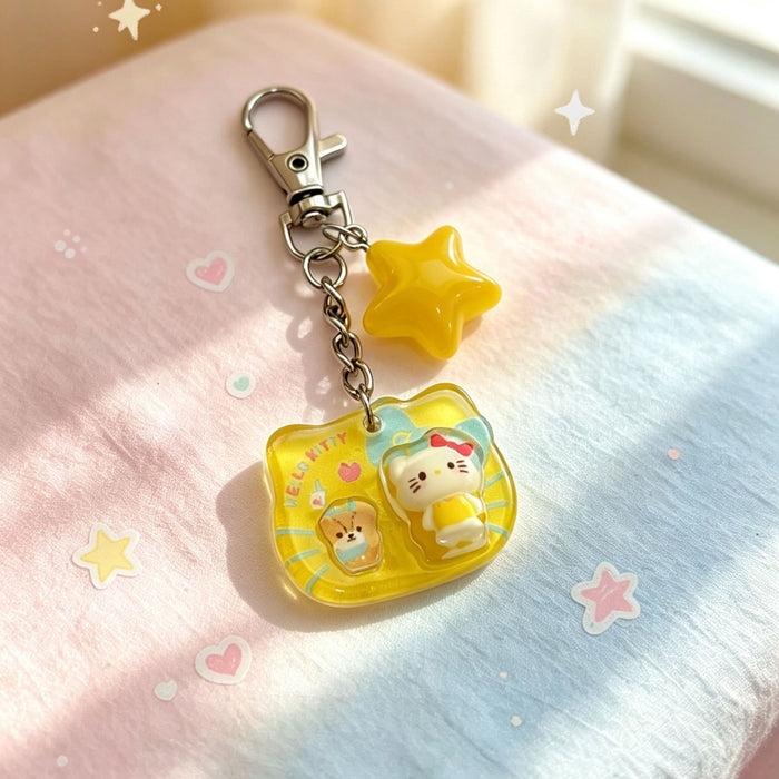 Wholesale Cute Cat Star Keychain Acrylic 3D Cartoon Pendant Bag Charm Gift