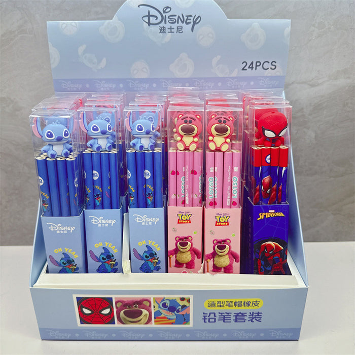 Wholesale 12 genuine authorized wooden pencils, eraser caps, eraser pencil combinations