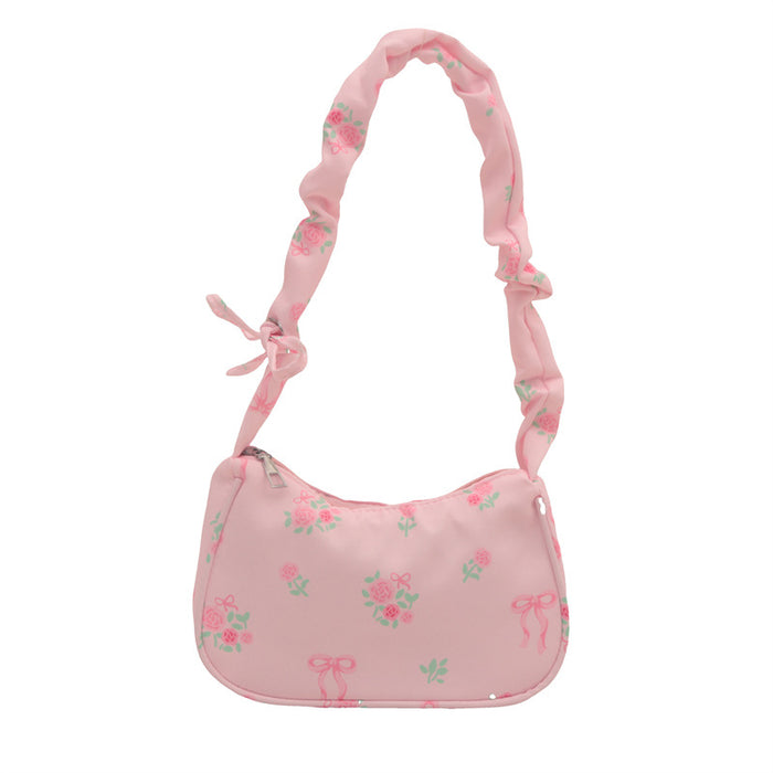 Wholesale Ruched Floral Underarm Shoulder Bag