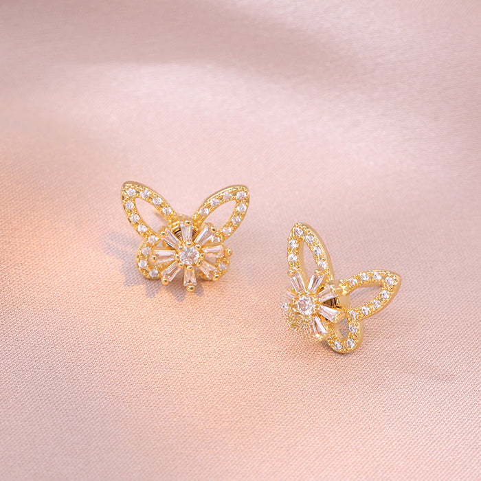 Wholesale Necklace Butterfly Three Piece Set Rotating Earrings Ring Necklace Micro Inlaid Zircon Clavicle Chain