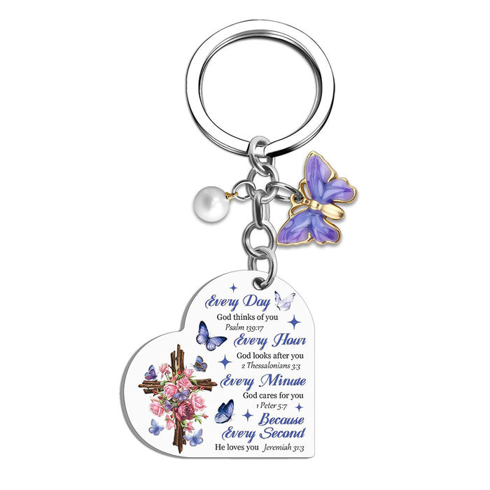 Wholesale Colored stainless steel keychain heart-shaped keychain