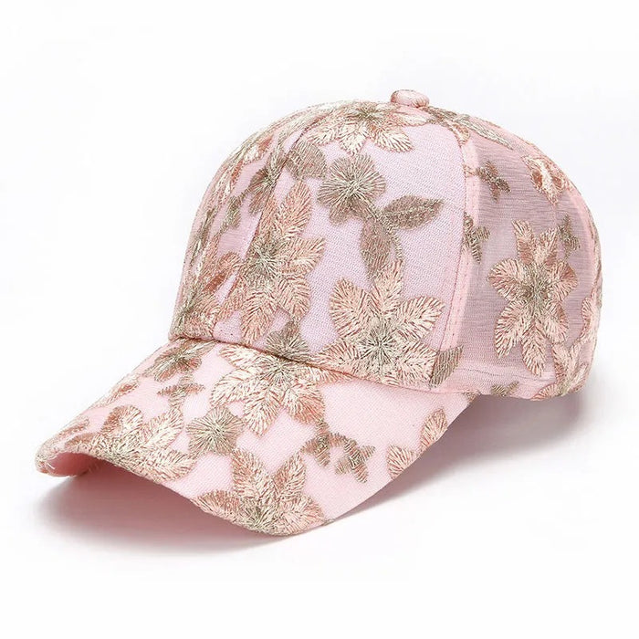 Wholesale Lace breathable mesh cap embroidered flower baseball cap fashionable casual sun shading