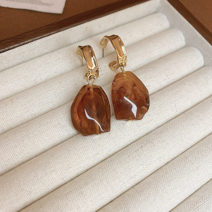 Wholesale  silver needle geometric irregular resin earrings heart earrings