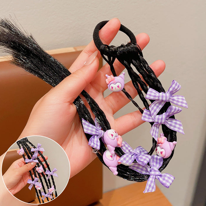 Wholesale Children' s Wig Braid Hair Ring Girls'  High Ponytail Tie Hair Rope Little Girl Sweet Cool Hair Rope Headwear