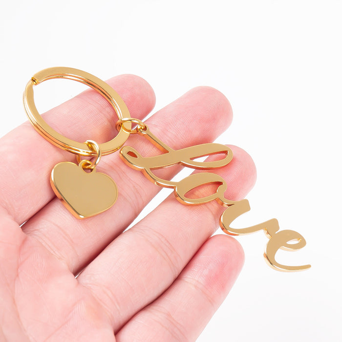 Wholesale Love Personalized Couple Keychain Love Gift Stainless Steel Keychain Couple Pendant