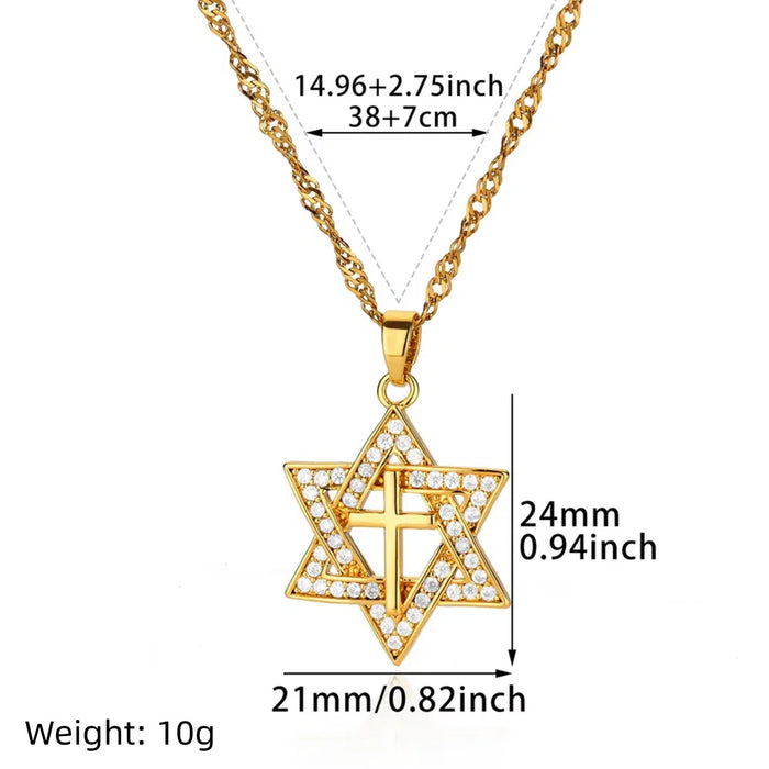 Wholesale Copper Micro-Paved Zircon Fashion Cross Pendant Women' s Necklace
