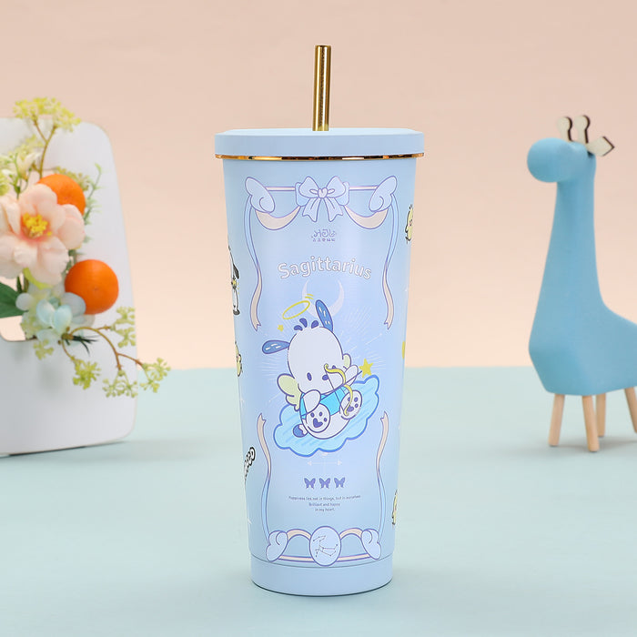 Wholesale Cute cartoon gold-rimmed insulated thermos cup