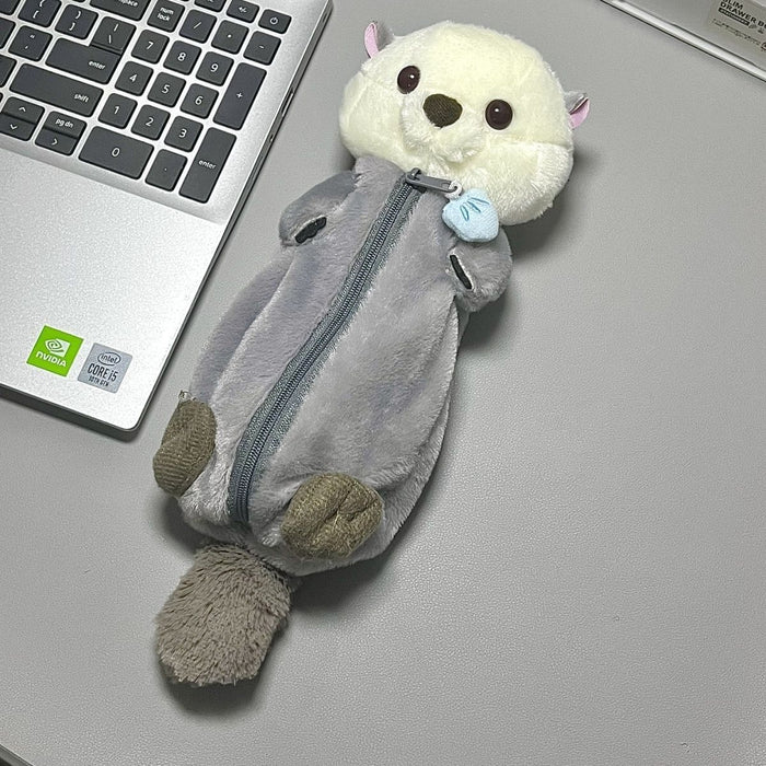 Wholesale Funny Animal  Doll Pencil Case Plush Stationery Storage Bag